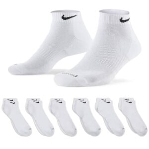 nike men's 6-pack everyday plus cushion low-cut training socks size 8-12 (large) (white)