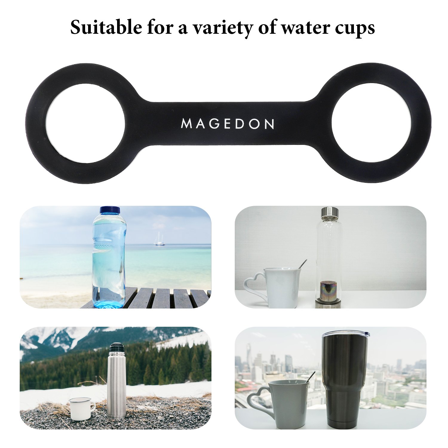 MAGEDON (2 pack) Water Bottle Carrier Grip,Water Handle Grip,Cup Strap, soft band holder strap makes any bottle handheld. For Running Bike, gym or jogging