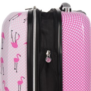 Betsey Johnson 26 Inch Checked Luggage Collection - Expandable Scratch Resistant (ABS + PC) Hardside Suitcase - Designer Lightweight Bag with 8-Rolling Spinner Wheels (Flamingo Strut)