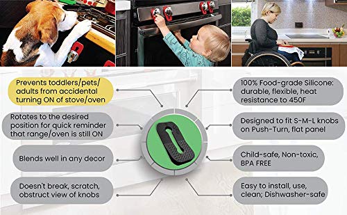 Vadiff Silicone Gas Stove Child Safety Knob Locks | Oven Knob Guard (5Pk)(Red)