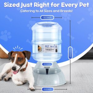 Flexzion Automatic Pet Feeder & Waterer Set of 2 Pack, Self Feeding Replenish Dog Cat Bowls, Gravity Food & Water Storage Container Fountain Jug Pet Supplies Plastic Skid Proof Rubber Feet (1 Gallon)