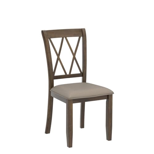 Roundhill Furniture Windvale Fabric Upholstered Dining Chair, Set of 2, Brown