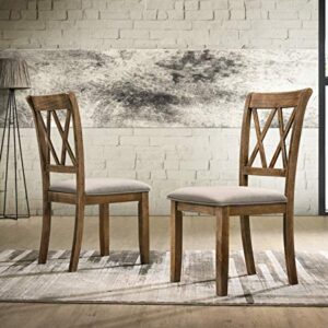 Roundhill Furniture Windvale Fabric Upholstered Dining Chair, Set of 2, Brown