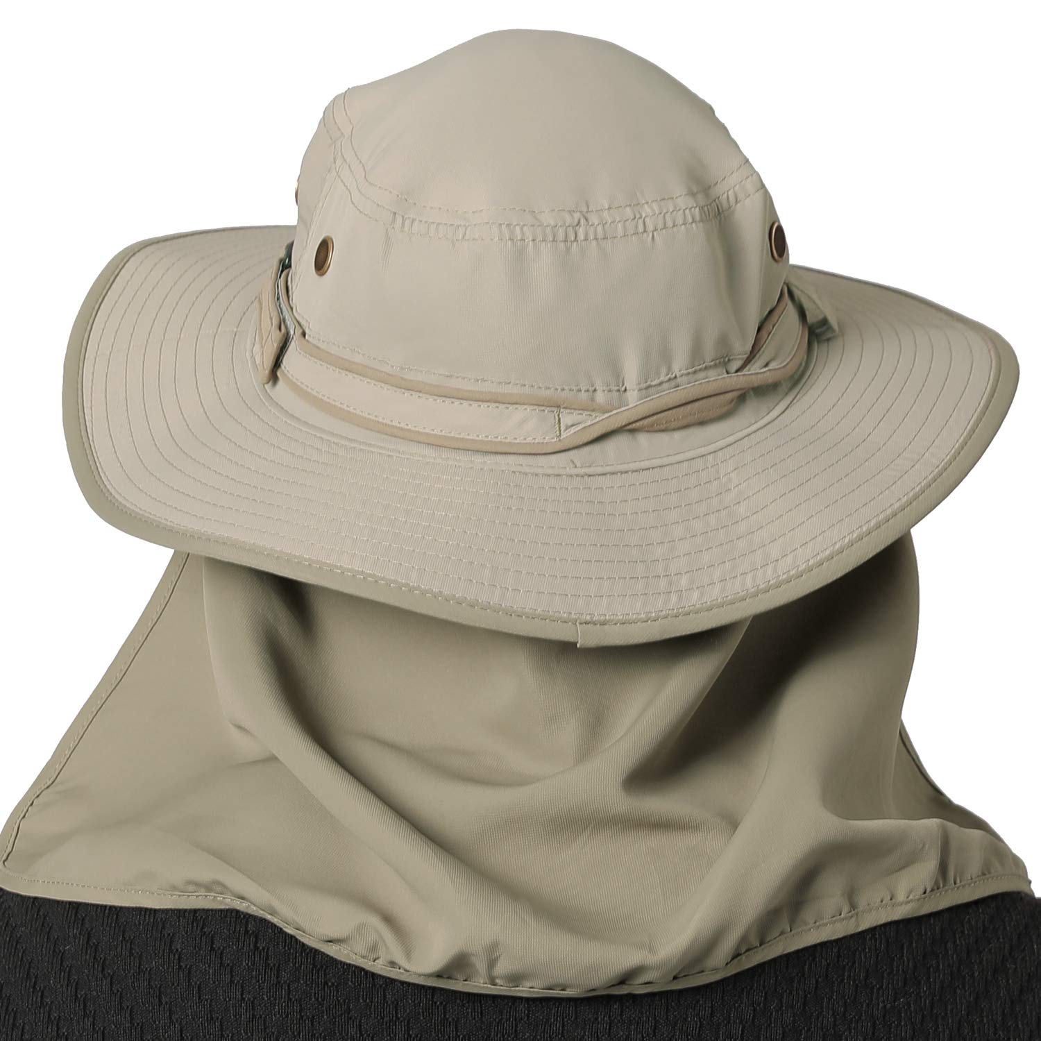 JORMATT Unisex UV Protection Outdoor Wide Brim Sun Hat UPF 50+ with Flap Neck Cover Foldable Fishing Safari Caps Size 22-23.5 Inch, G-gray