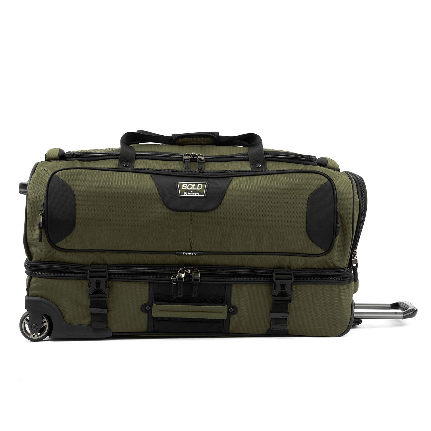 Travelpro Bold Drop Bottom Wheeled Rolling Duffel Bag, Olive/Black, 30-Inch