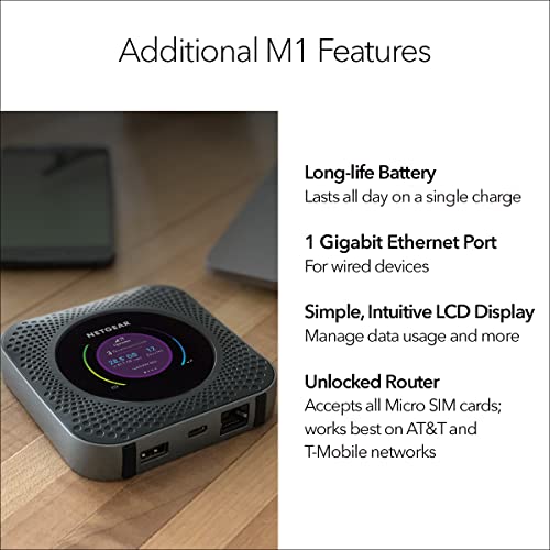 NETGEAR Nighthawk M1 4G LTE WiFi Mobile Hotspot (MR1100-100NAS) – Up to 1Gbps Speed, Works Best with AT&T and T-Mobile, Connects Up to 20 Devices, Secure Wireless Network Anywhere