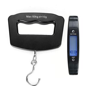 Meichoon Digital Luggage Scale 110lb /50kg, Portable Mini Electronic Scale with Fishing Hook Tare Function Backlit LCD Display for Home Farm Factory Hunting Outdoor C42