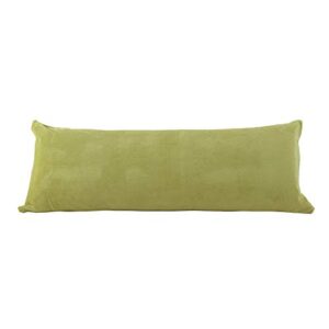 evolive soft micromink, faux fur, faux suede, faux velvet body pillow cover 21"x54" replacement with zipper closure (21"x54" body pillow cover, lime)