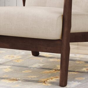 Christopher Knight Home Aurora Mid-Century Modern Accent Chair, Rubberwood, Beige, Brown