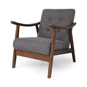 Christopher Knight Home Aurora Mid-Century Modern Accent Chair, Dark Gray + Brown