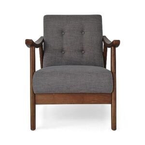 christopher knight home aurora mid-century modern accent chair, dark gray + brown