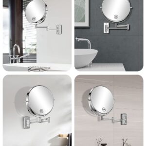 Gospire 9" Large Size Wall Mount Makeup Mirror with 1X/10X Magnification Double-Sided 360° Swivel Vanity Mirror，Chrome Polished Extendable Shaving Bathroom Wall Cosmetic Mirror for Men and Women