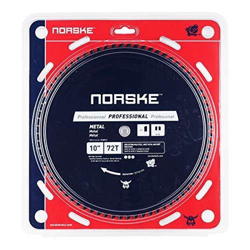 Norske Tools NCSBP216 10 inch 72T Metal Cutting Saw Blade For Steel Roofing, Metal Siding, Steel Pipe, Steel Studs & More 5/8 inch Bore