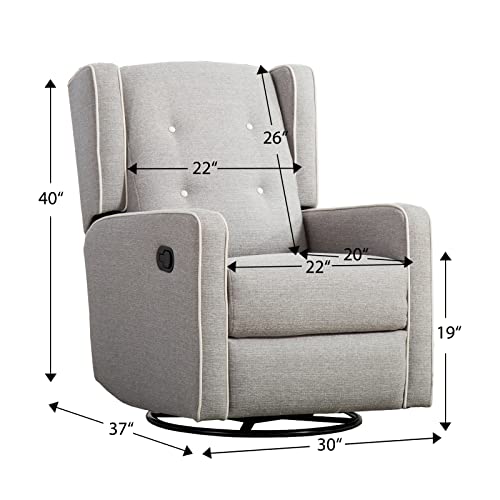 CANMOV Swivel Rocker Recliner Chair, Rocking Chair Nursery Glider Recliner, Manual Glider Chair for Nursery (Gray)