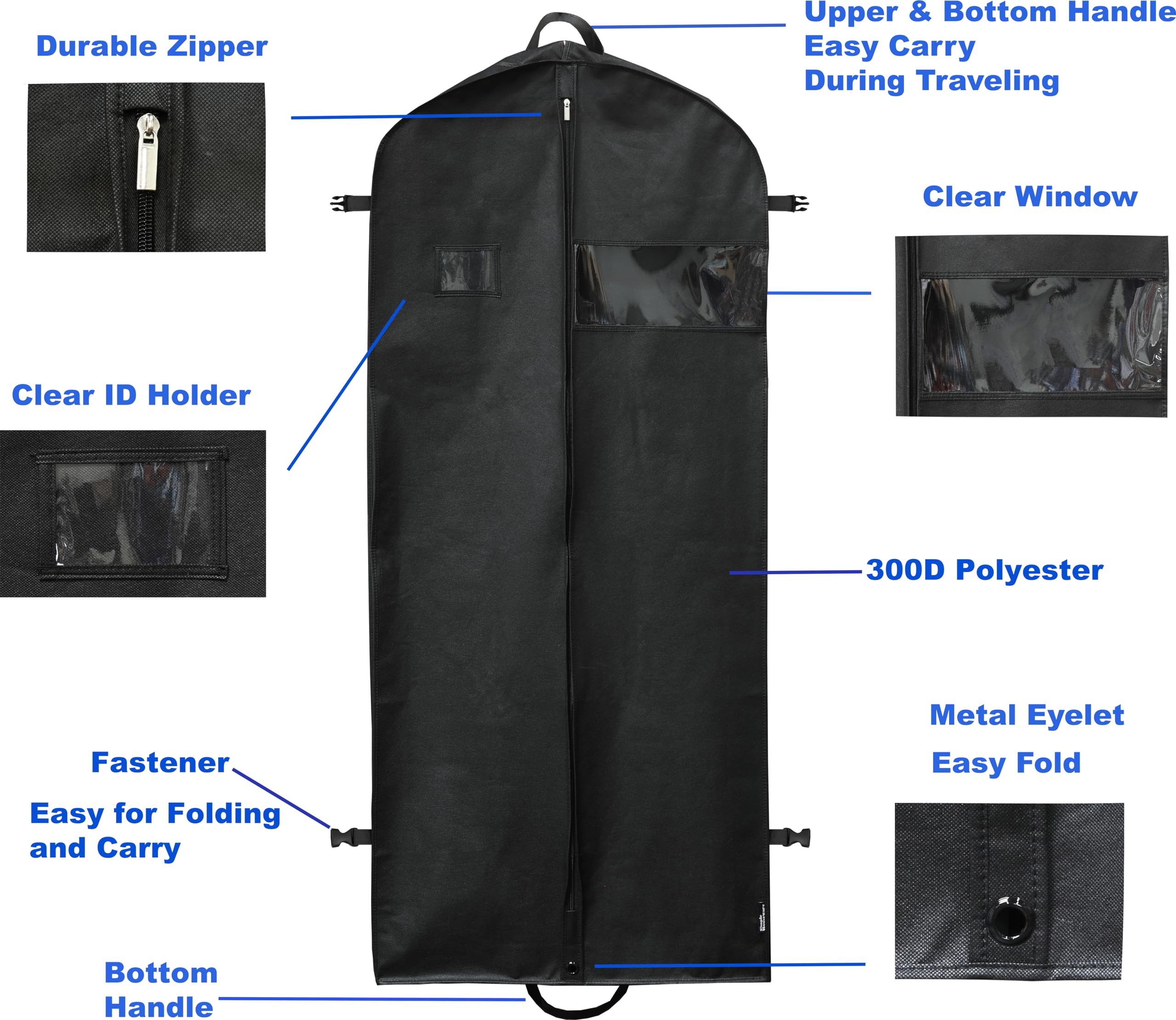 Simple Houseware 60-Inch Heavy Duty Garment Bag For Suits, Tuxedos, Dresses, Coats