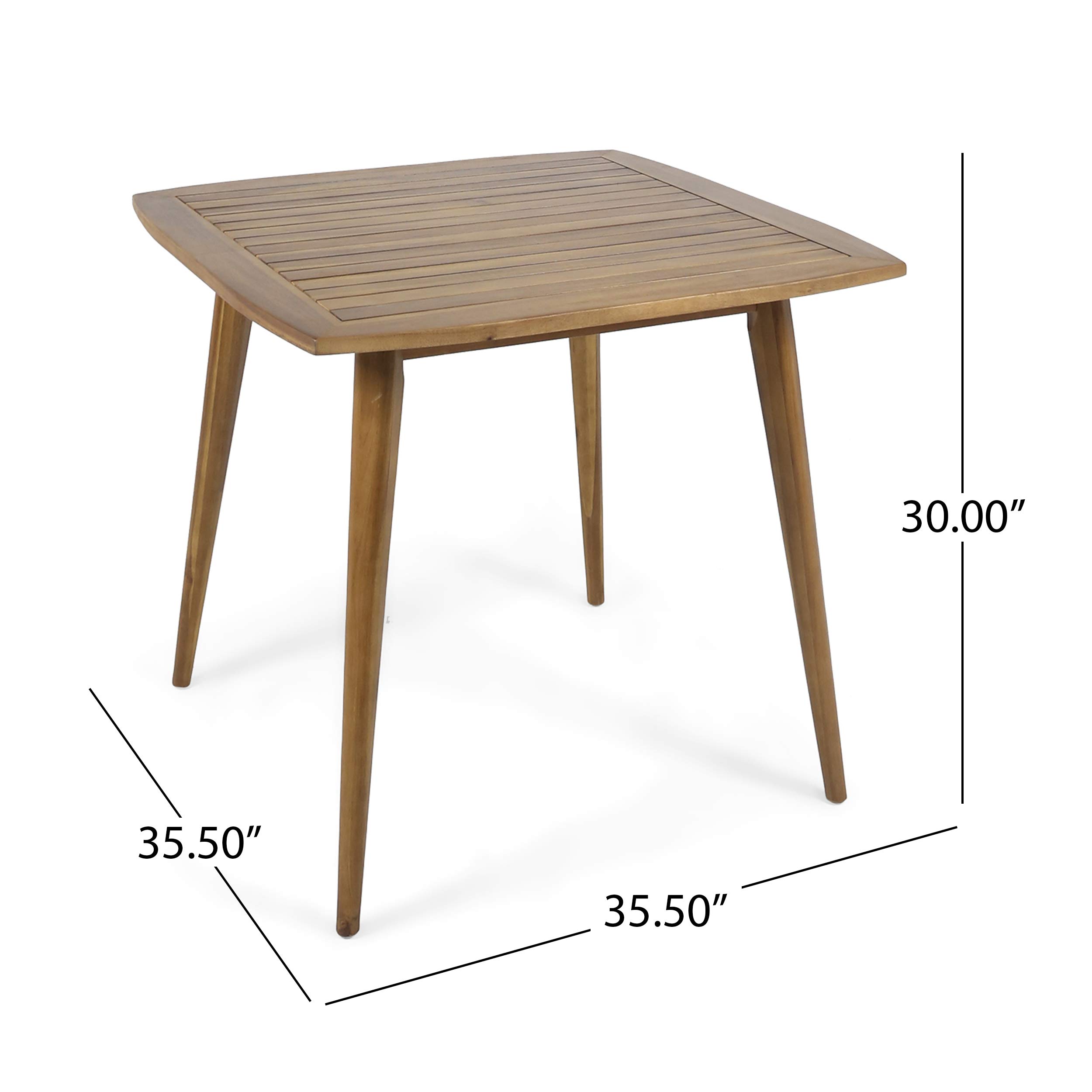 GDFStudio Indoor Square Acacia Wood Dining Table, Teak