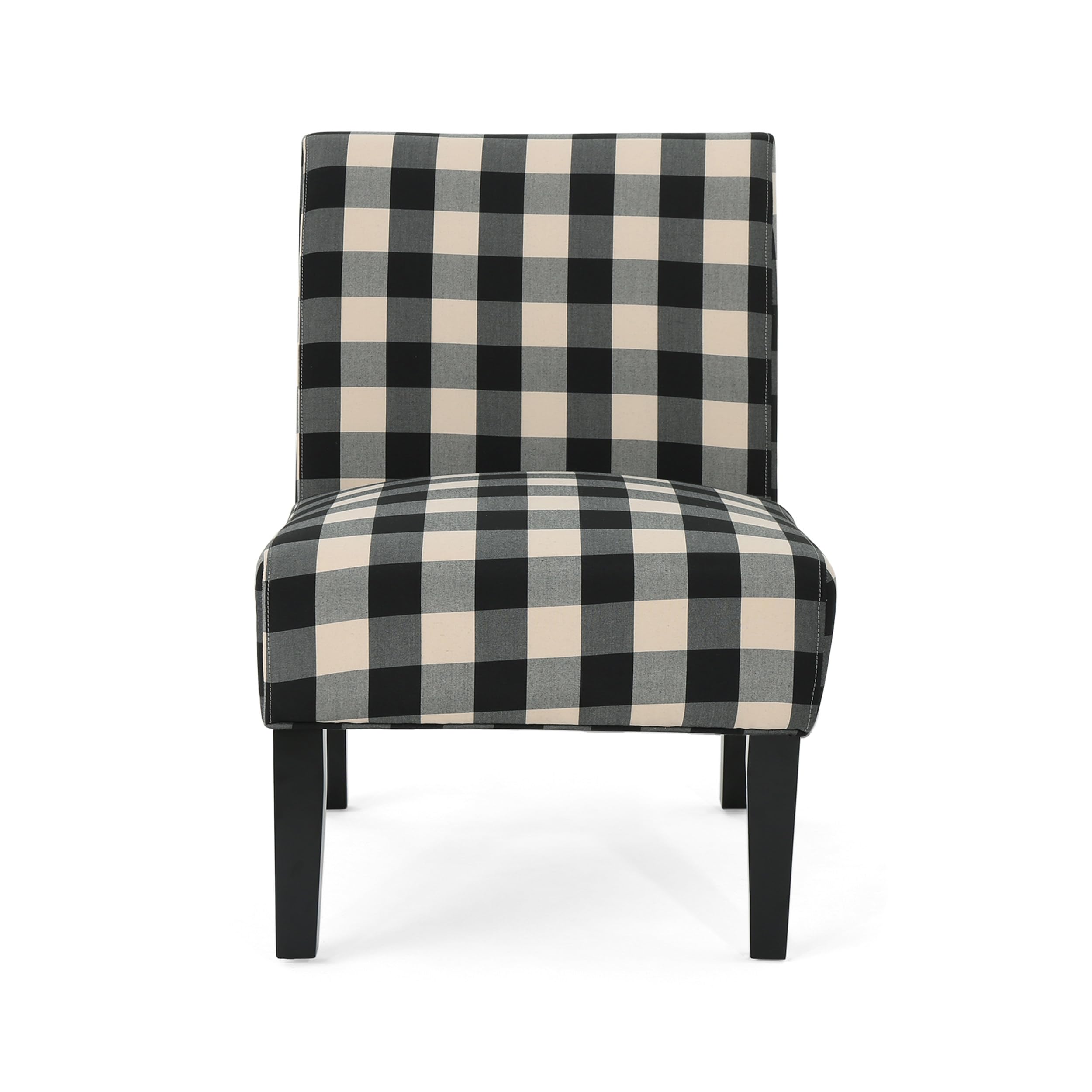 Christopher Knight Home Kendal Traditional Upholstered Farmhouse Accent Chair, Black Checkerboard, Matte Black 29.5D x 22.5W x 32H in