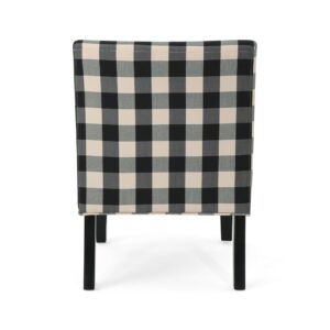 Christopher Knight Home Kendal Traditional Upholstered Farmhouse Accent Chair, Black Checkerboard, Matte Black 29.5D x 22.5W x 32H in