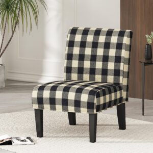 Christopher Knight Home Kendal Traditional Upholstered Farmhouse Accent Chair, Black Checkerboard, Matte Black 29.5D x 22.5W x 32H in