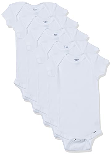 Gerber Unisex Baby 5-Pack Short Sleeve Variety Onesies Bodysuits Short Sleeve White 3-6 Months