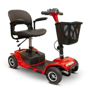 deluxe scooters portable scooter: 300 lb capacity, long-distance mobility scooter, comfort seating, led illumination - 10 mile range (red)