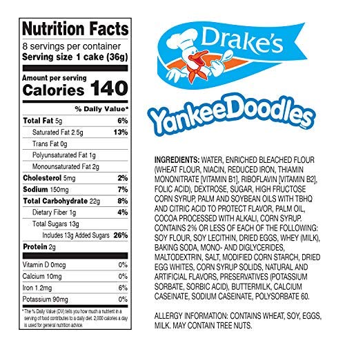 Drake's Yankee Doodles, 32 Individually Wrapped Creme-Filled Devils Food Cupcakes (Pack of 4)