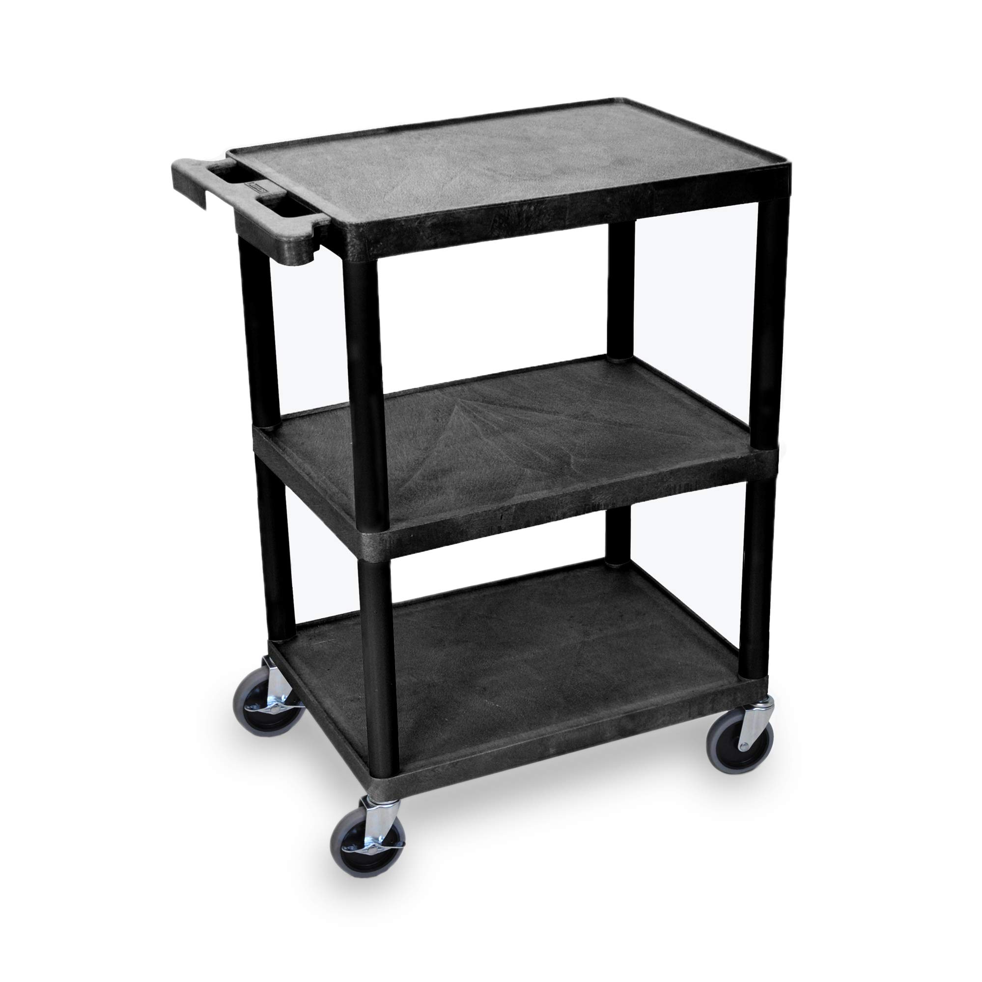 Stand Steady Tubstr 3 Flat Shelf Printer Cart, Compact and Heavy-Duty Utility Storage - Supports up to 300 lbs, Great for Home, Office, Warehouse, 28 x 18 in Tool Table, Moves Cargo Easily (Black)