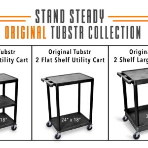 Stand Steady Tubstr 3 Flat Shelf Printer Cart, Compact and Heavy-Duty Utility Storage - Supports up to 300 lbs, Great for Home, Office, Warehouse, 28 x 18 in Tool Table, Moves Cargo Easily (Black)