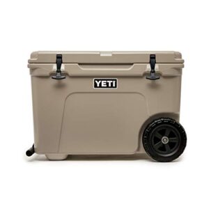 yeti tundra haul portable wheeled cooler, tan