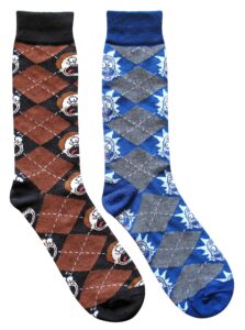 rick and morty argyle men's crew socks 2 pair pack shoe size 6-12