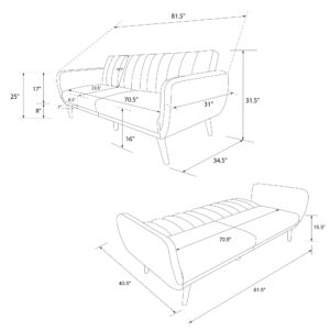 Novogratz 2115829N Brittany Futon, Light Blue