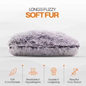 Cheer Collection Throw Pillows for Couch with Inserts Included - Soft Shaggy Long Hair Faux Fur Pillows - Set of 2-18" x 18" - Purple