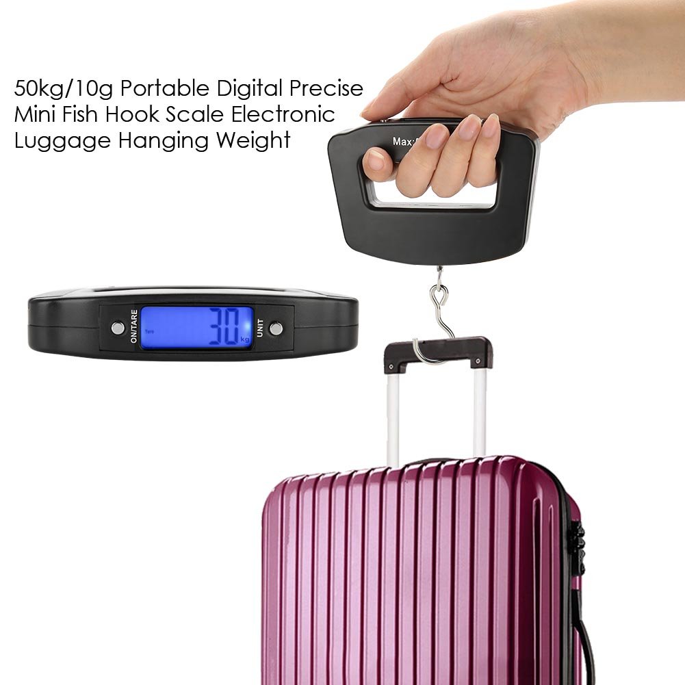 50kg/10g Portable Luggage Scale Digital Mini Fish Hook Hanging Scale Electronic Weight Scale for Travel Household Outdoor Weighing