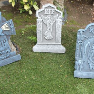 Bauer Pacific Set of 3 Reusable Realistic 21" Asst. Halloween Foam Tombstones, Props, Graveyards, Haunted House, Yard Decorations and Accessories