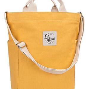 Lily queen Women Canvas Tote Handbags Casual Shoulder Work Bag Crossbody (Yellow)