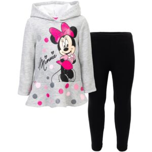 Disney Minnie Mouse Infant Baby Girls Pullover Fleece Hoodie & Leggings Heather Grey 24 Months