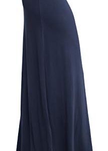 Urban CoCo Women's Stylish Spandex Comfy Fold-Over Flare Long Maxi Skirt (M, Navy Blue)