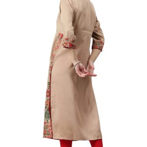 Janasya Indian Women's Tunic Tops Poly Silk Kurti for Women(JNE2305-KR-533-M) Brown