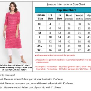 Janasya Indian Women's Tunic Tops Poly Silk Kurti for Women(JNE2305-KR-533-M) Brown