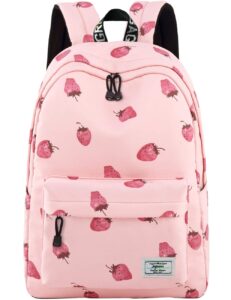 mygreen school bookbags for girls, cute strawberry backpack college bags daypack travel bag pink-medium