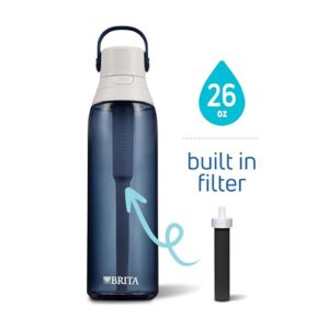 Brita Hard-Sided Plastic Premium Filtering Water Bottle, BPA-Free, Reusable, Replaces 300 Plastic Water Bottles, Filter Lasts 2 Months or 40 Gallons, Includes 1 Filter, Night Sky - 26 oz.