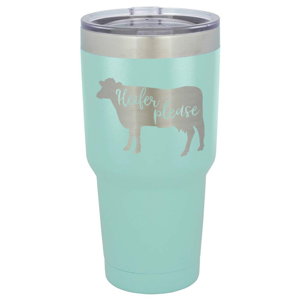 HEIFER PLEASE Teal 30 oz Tumbler With Straw and Slide Top Lid | Stainless Steel Travel Mug | Compare To Yeti Rambler