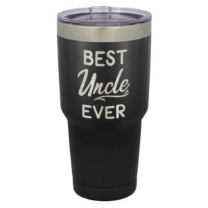 best uncle ever black 30 oz tumbler with straw and slide top lid | stainless steel travel mug | compare to yeti rambler