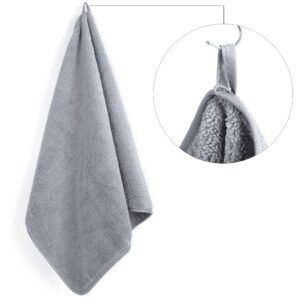 POLYTE Quick Dry Lint Free Microfiber Hand Towel, 16 x 30 in, Set of 4 (Gray)