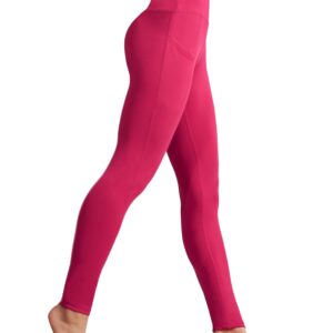 NELEUS 2 Pack Tummy Control High Waist Running Workout Leggings,9017,Red,Rose Red,US L,EU XL