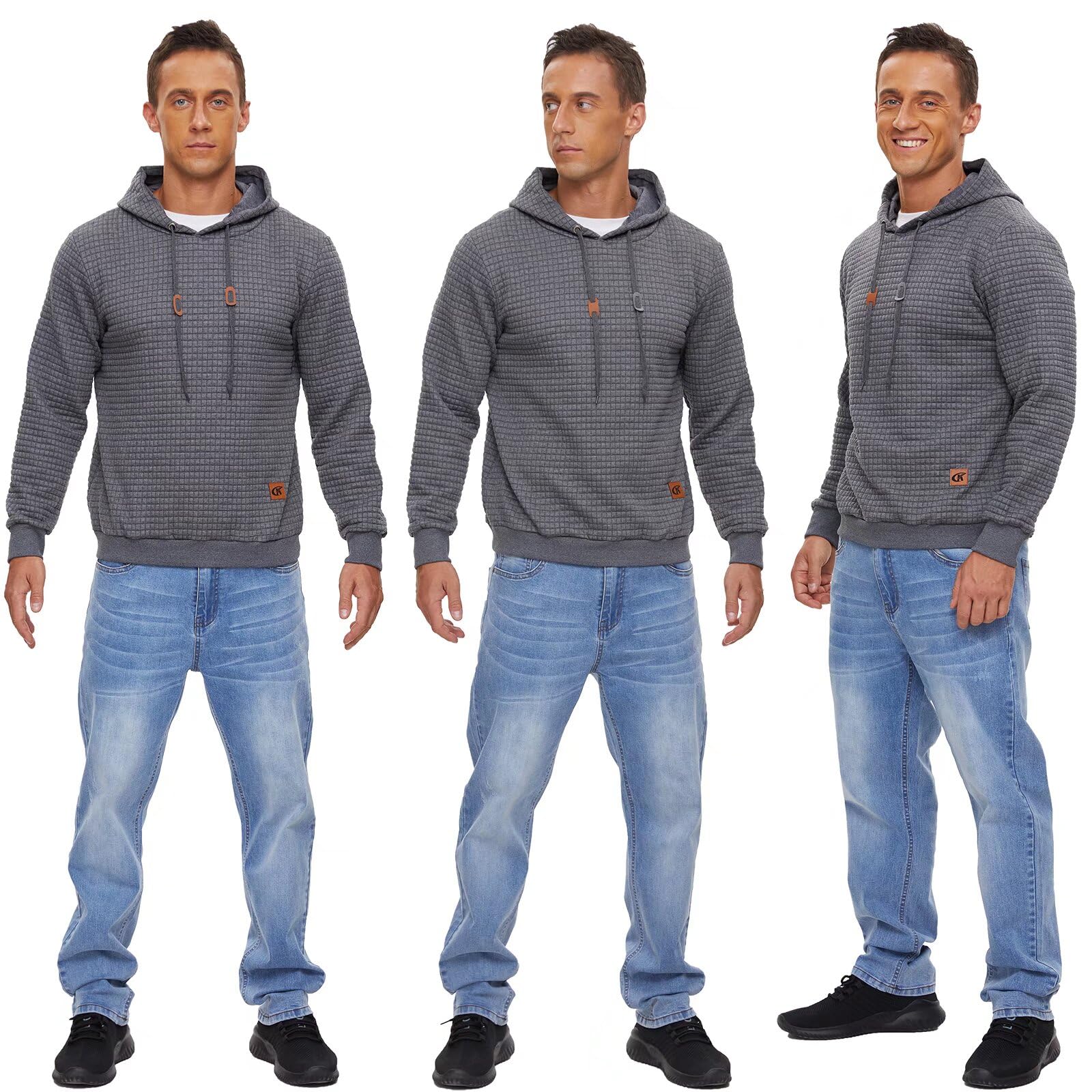 YuKaiChen Mens Hoodies Casual Midweight Long Sleeve Sweatshirt Dark Grey Medium