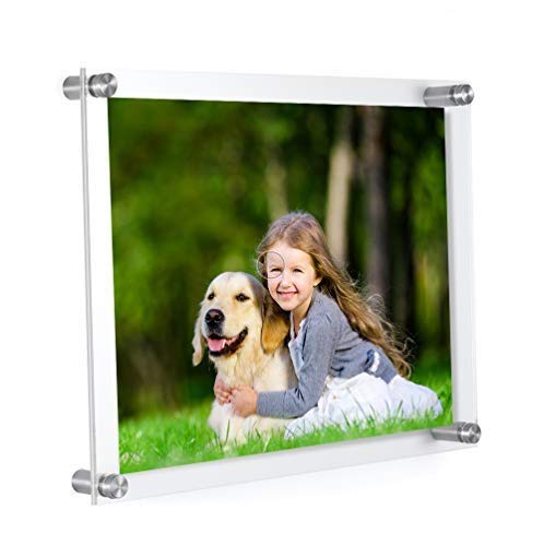 Meetu Acrylic 11x14 Frame -Inner 10x12 Picture Frame -Wall Mount Photo Frame Use As Family Picture Frame, Baby Photo Frame, Document Frame, Art Frames -Create Supper Clear Floating Look