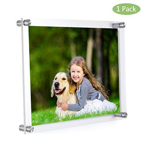 Meetu Acrylic 11x14 Frame -Inner 10x12 Picture Frame -Wall Mount Photo Frame Use As Family Picture Frame, Baby Photo Frame, Document Frame, Art Frames -Create Supper Clear Floating Look