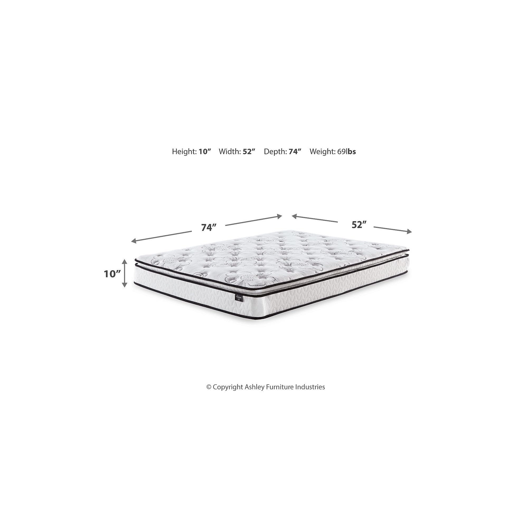 Signature Design by Ashley Full Size Bonnell 10 Inch Firm Pillowtop Hybrid Mattress with Cooling Gel Memory Foam