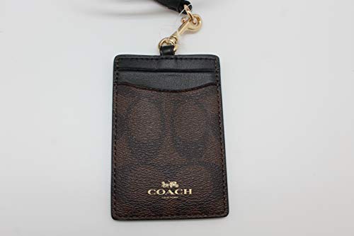 Coach Signature PVC Lanyard ID Badge Card Holder (Brown/Black)